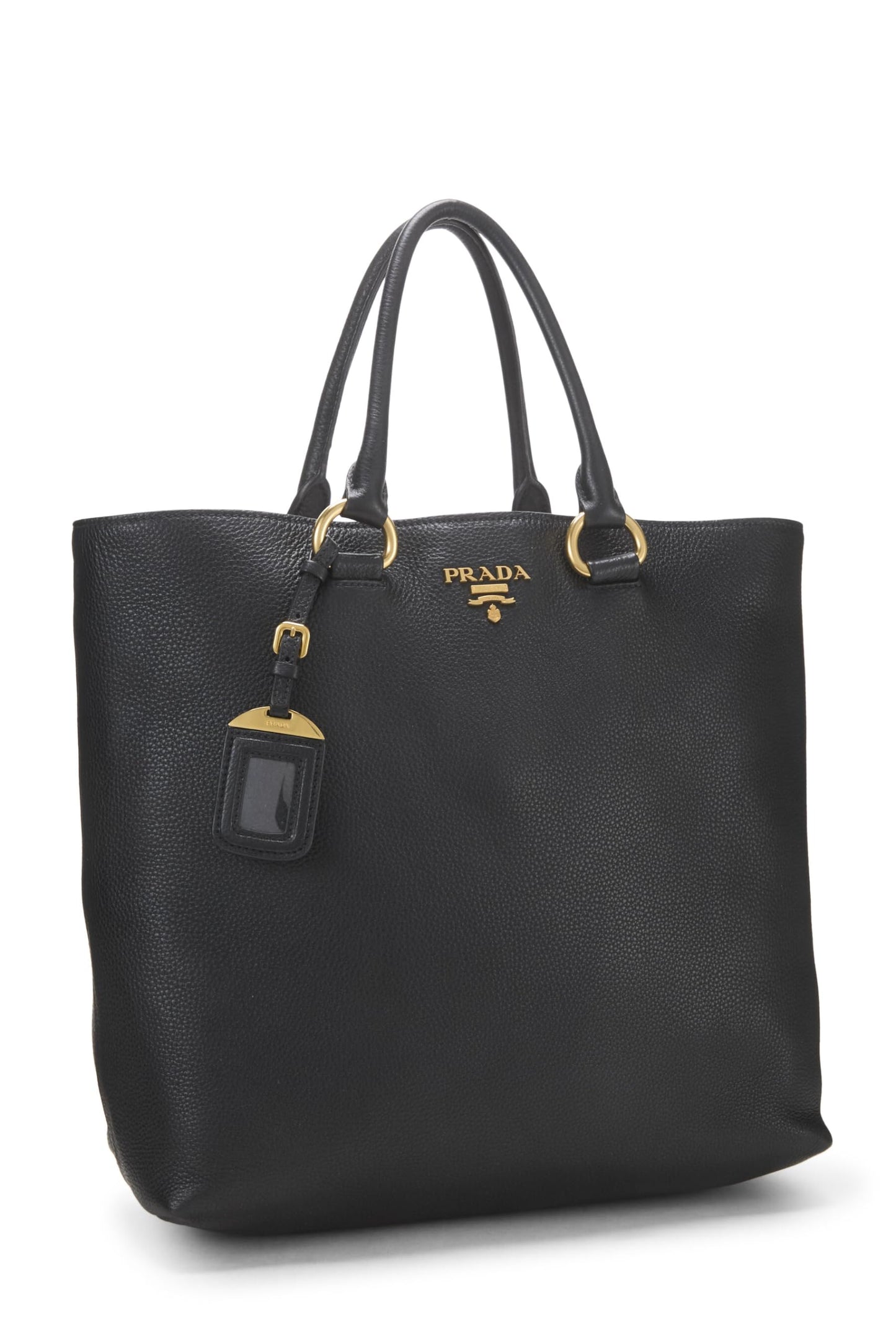 Prada, Pre-Loved Black Vitello Daino Phenix Convertible Shopping Tote, Black