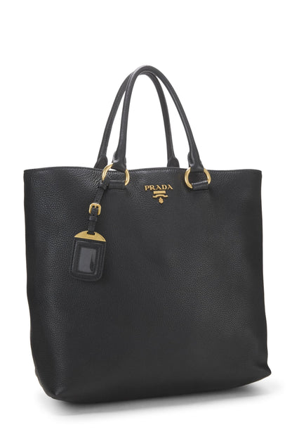 Prada, sac cabas convertible Vitello Daino Phenix d'occasion, noir