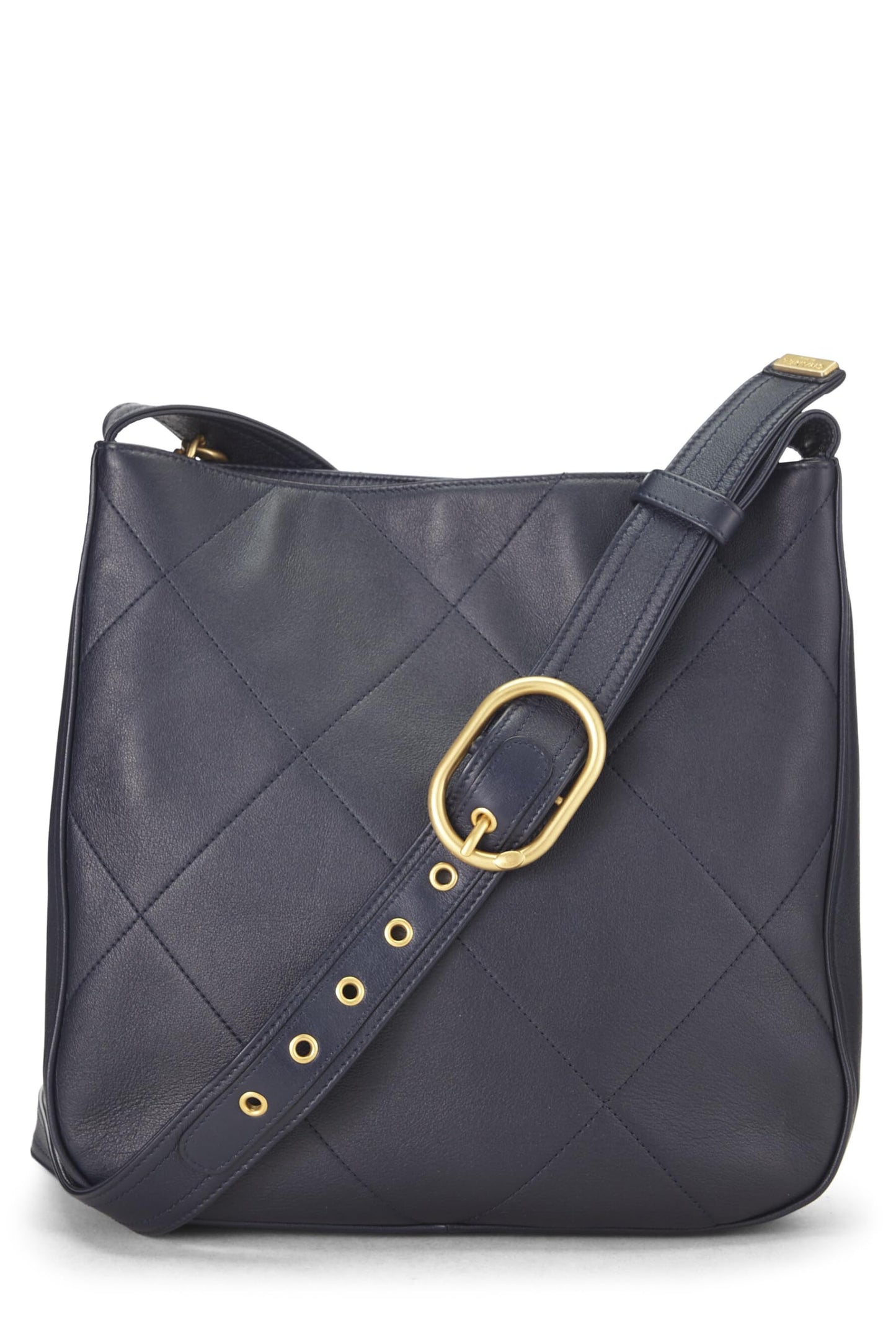 Chanel, Pre-Loved Navy Calfskin Stitched Easy Mood Hobo, Navy