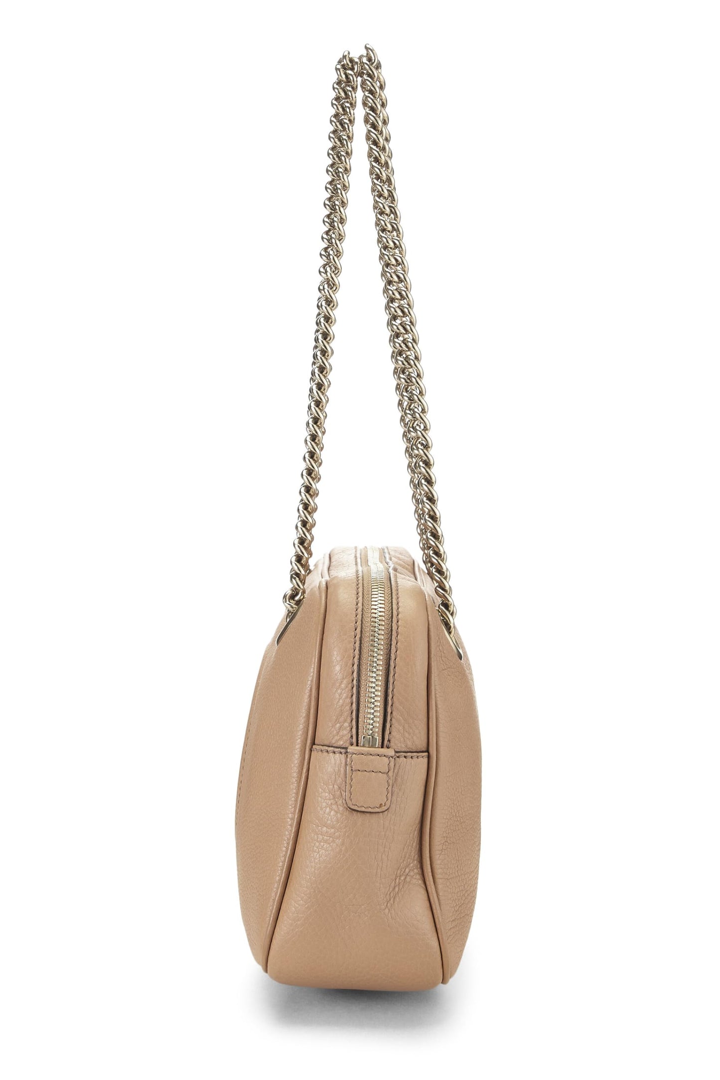 Gucci, Pre-Loved Beige Grained Leather Soho Chain Shoulder Bag, Beige