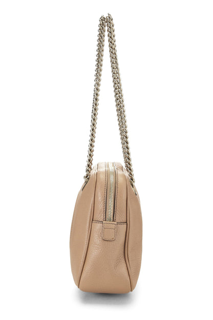 Gucci, Bolso de hombro Soho con cadena de cuero granulado beige Pre-Loved, Beige