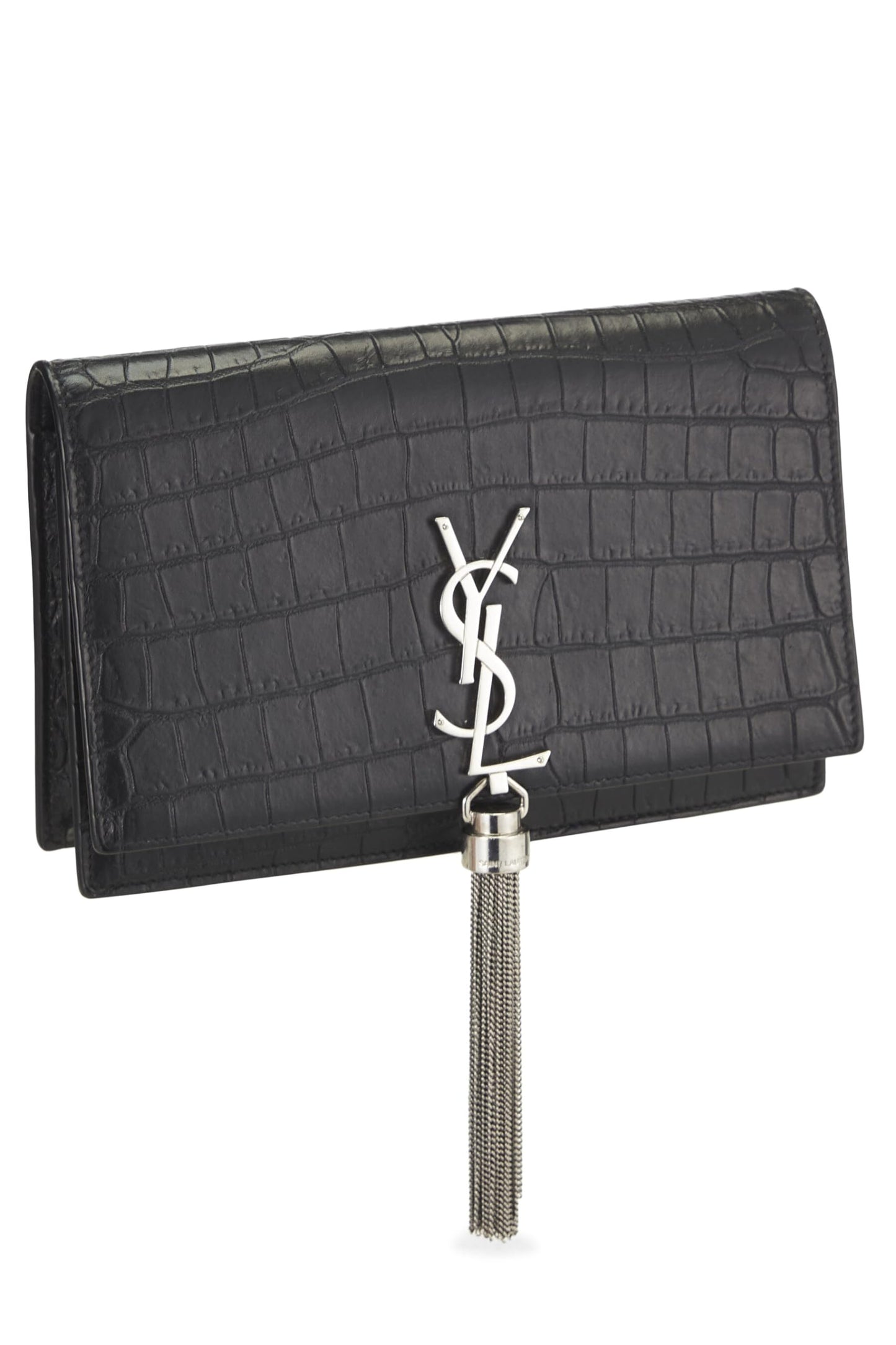 Yves Saint Laurent, Kate Tassel Small en cuir gaufré noir d'occasion, noir