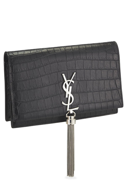 Yves Saint Laurent, Pre-Loved Black Embossed Leather Kate Tassel Small, Black