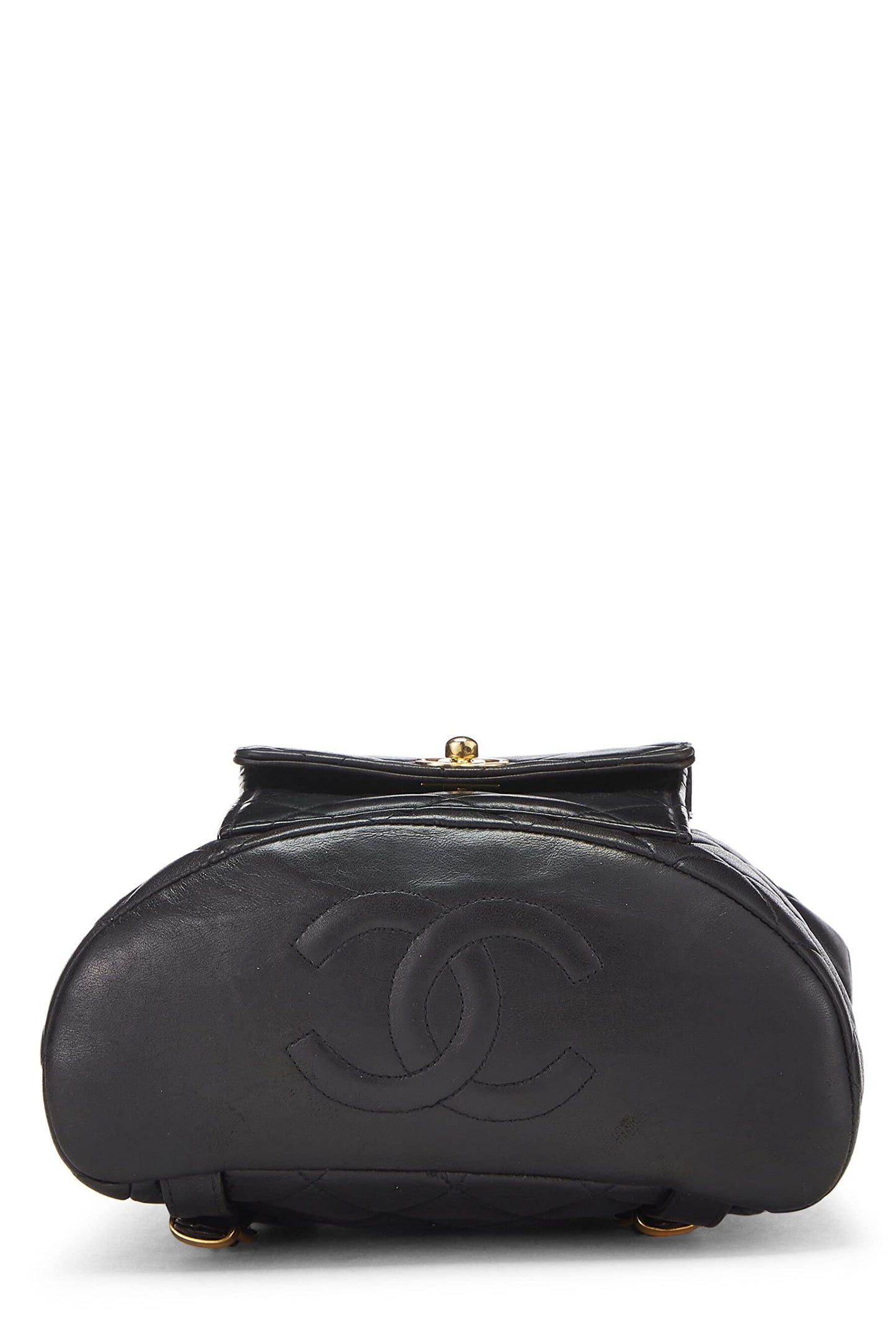 Chanel, sac à dos classique « CC » en cuir d'agneau matelassé noir d'occasion, petit modèle, noir