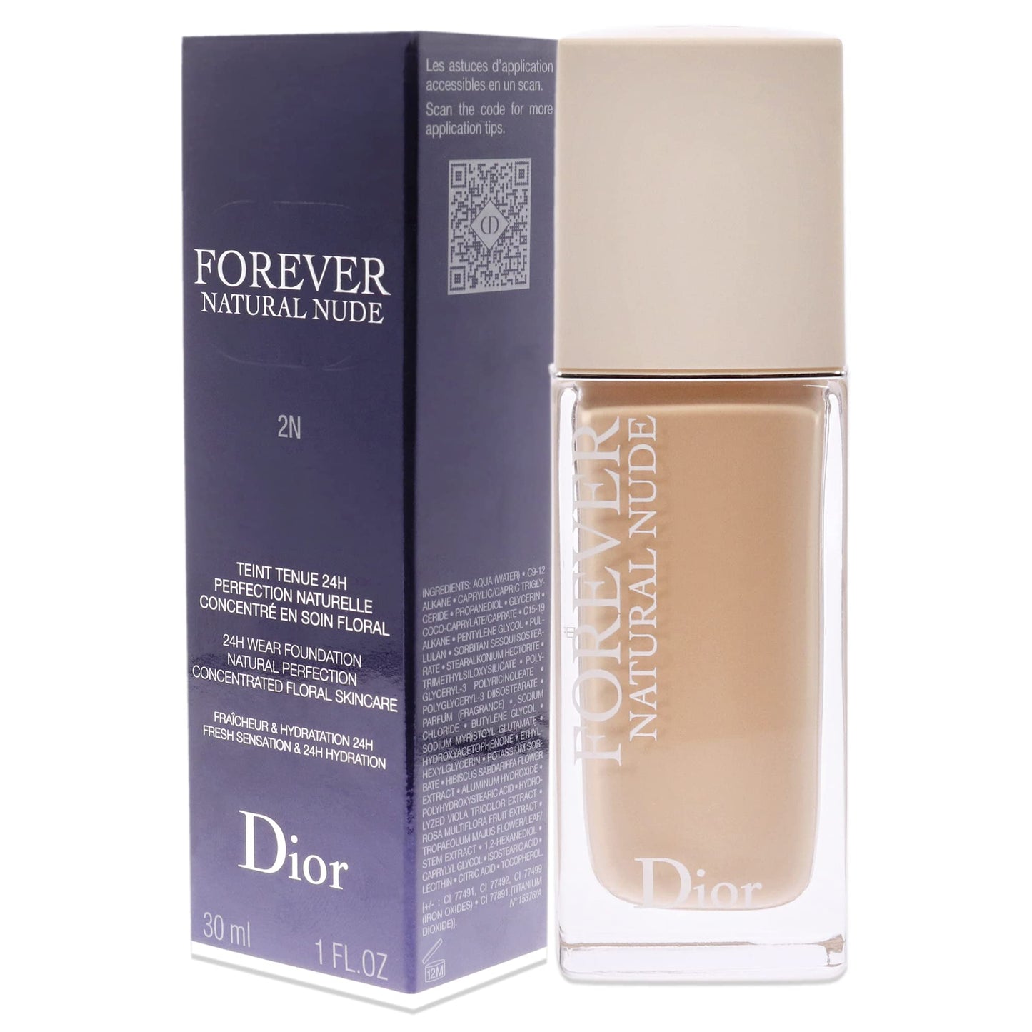 Base de maquillaje Dior Forever Natural Nude de Christian Dior - Base de maquillaje neutra 2N para mujer de 1 oz