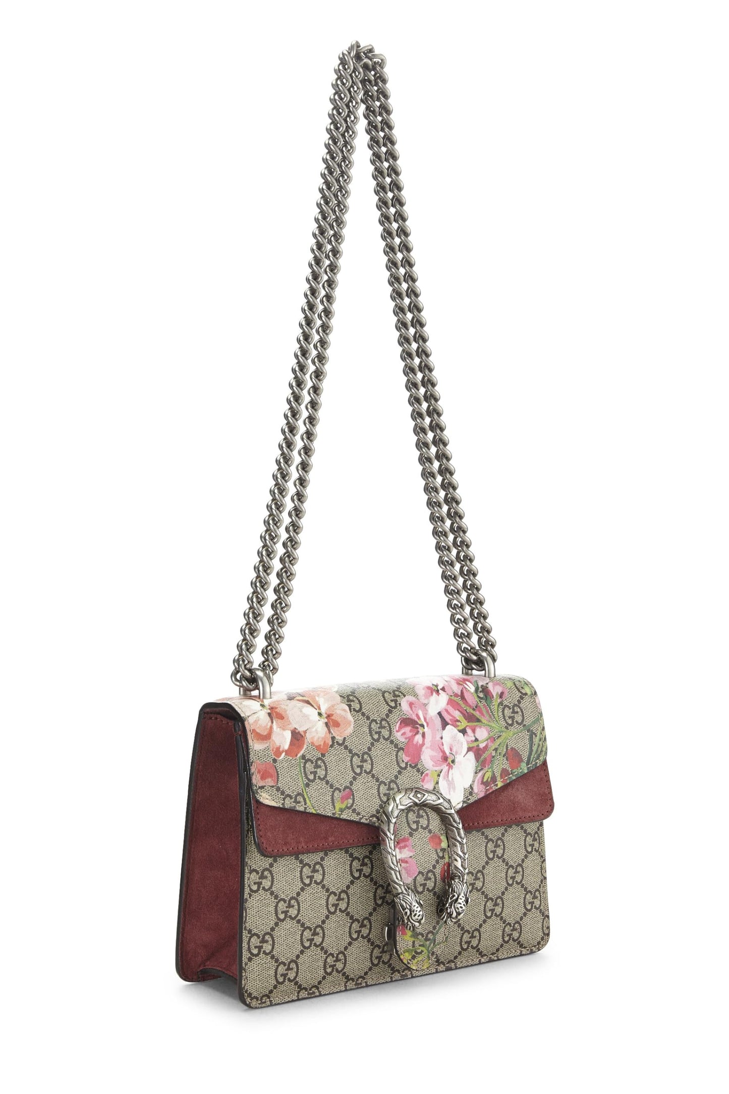 Gucci, Pre-Loved Pink GG Blooms Canvas Dionysus Shoulder Bag Mini, Pink