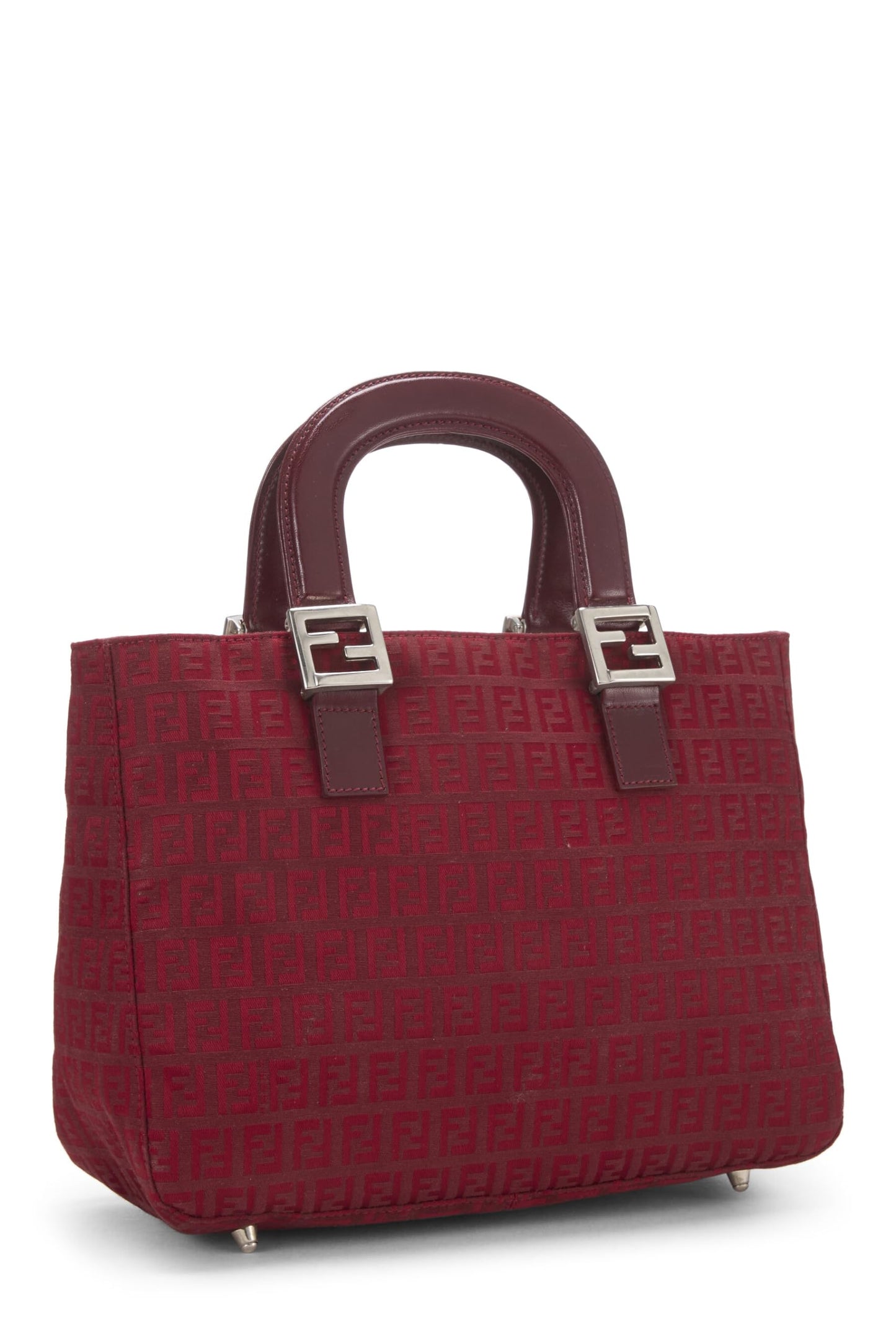 Fendi, sac à main en toile Zucchino rouge d'occasion, petit modèle, rouge