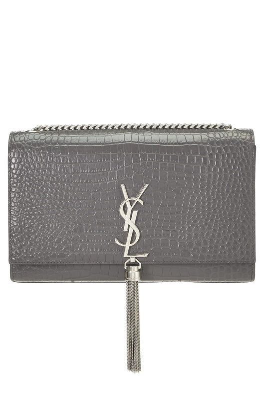 Yves Saint Laurent, Kate Tassel Medium gris gaufré d'occasion, gris