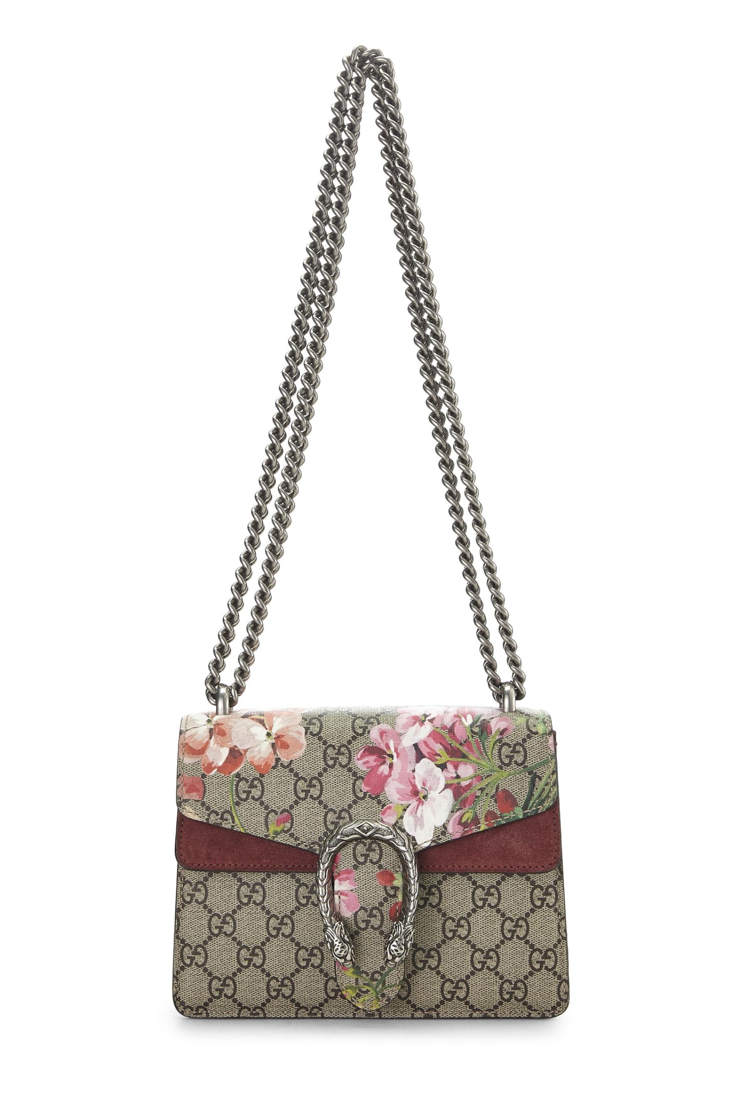 Gucci, Pre-Loved Pink GG Blooms Canvas Dionysus Shoulder Bag Mini, Pink