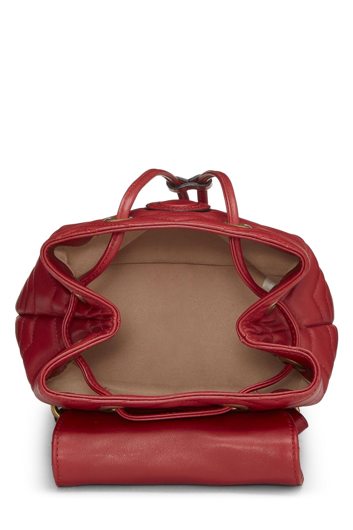 Gucci, Pre-Loved Red Leather GG Marmont Backpack Small, Red