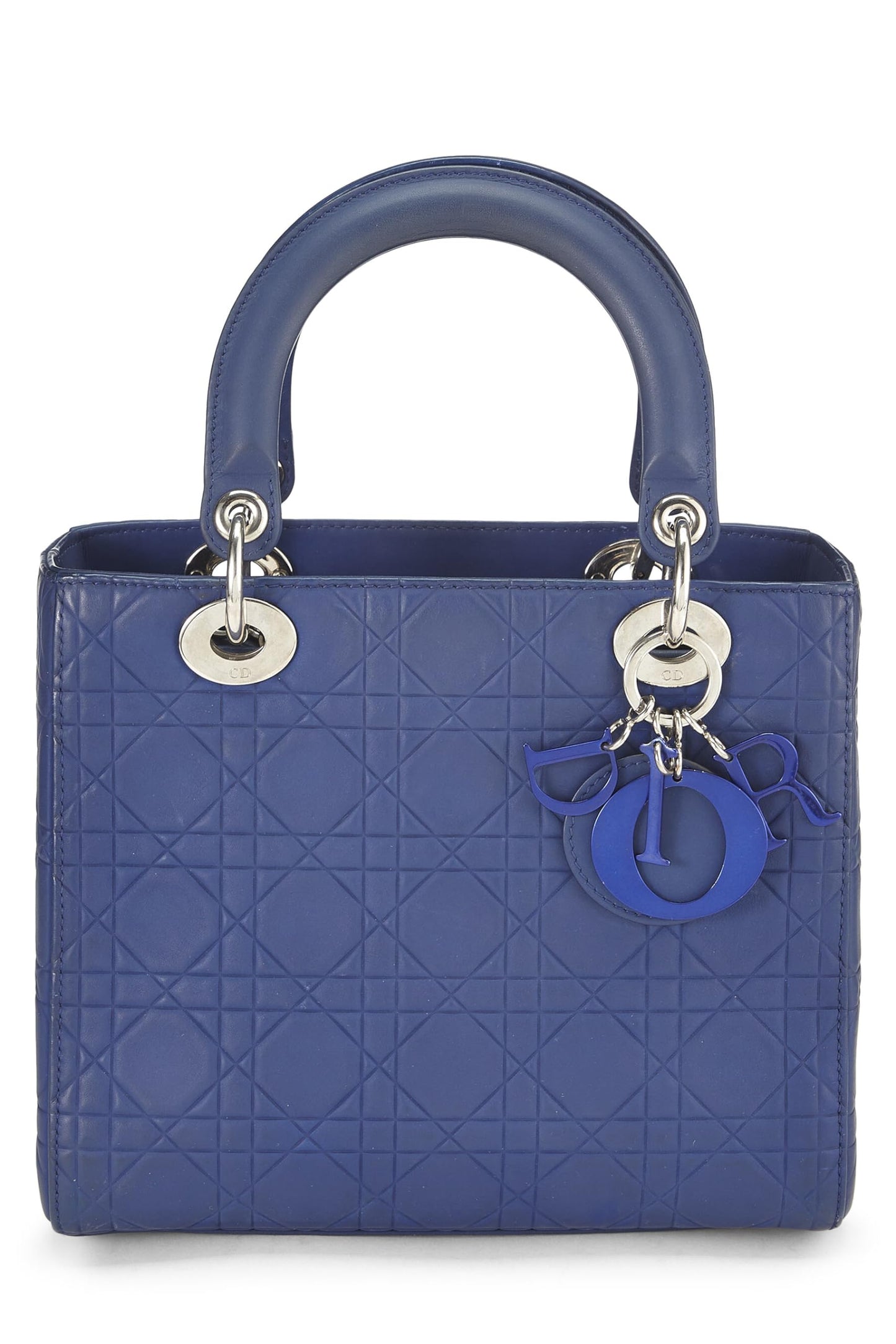 Dior, Pre-Loved Matte Blue Cannage Calfskin Lady Dior Medium, Blue