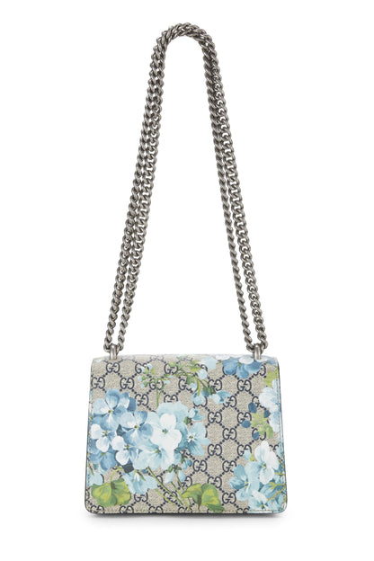 Gucci, sac à bandoulière Dionysus en toile suprême GG Blooms bleu d'occasion, mini, bleu