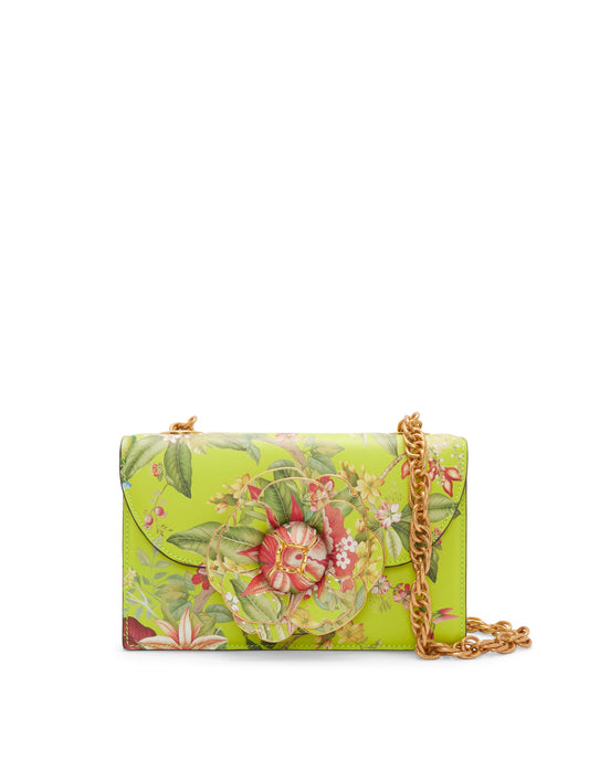 Oscar de la Renta, Bolso TRO estampado Flora &amp; Fauna, Amarillo Neón