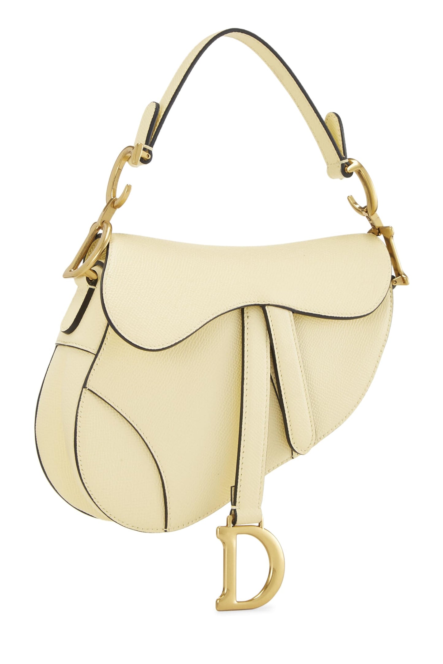 Dior, Minibolso Saddle de piel color crema Pre-Loved, Amarillo