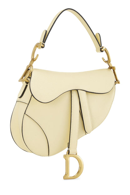 Dior, Mini sac à main Saddle Bag en cuir crème d'occasion, jaune