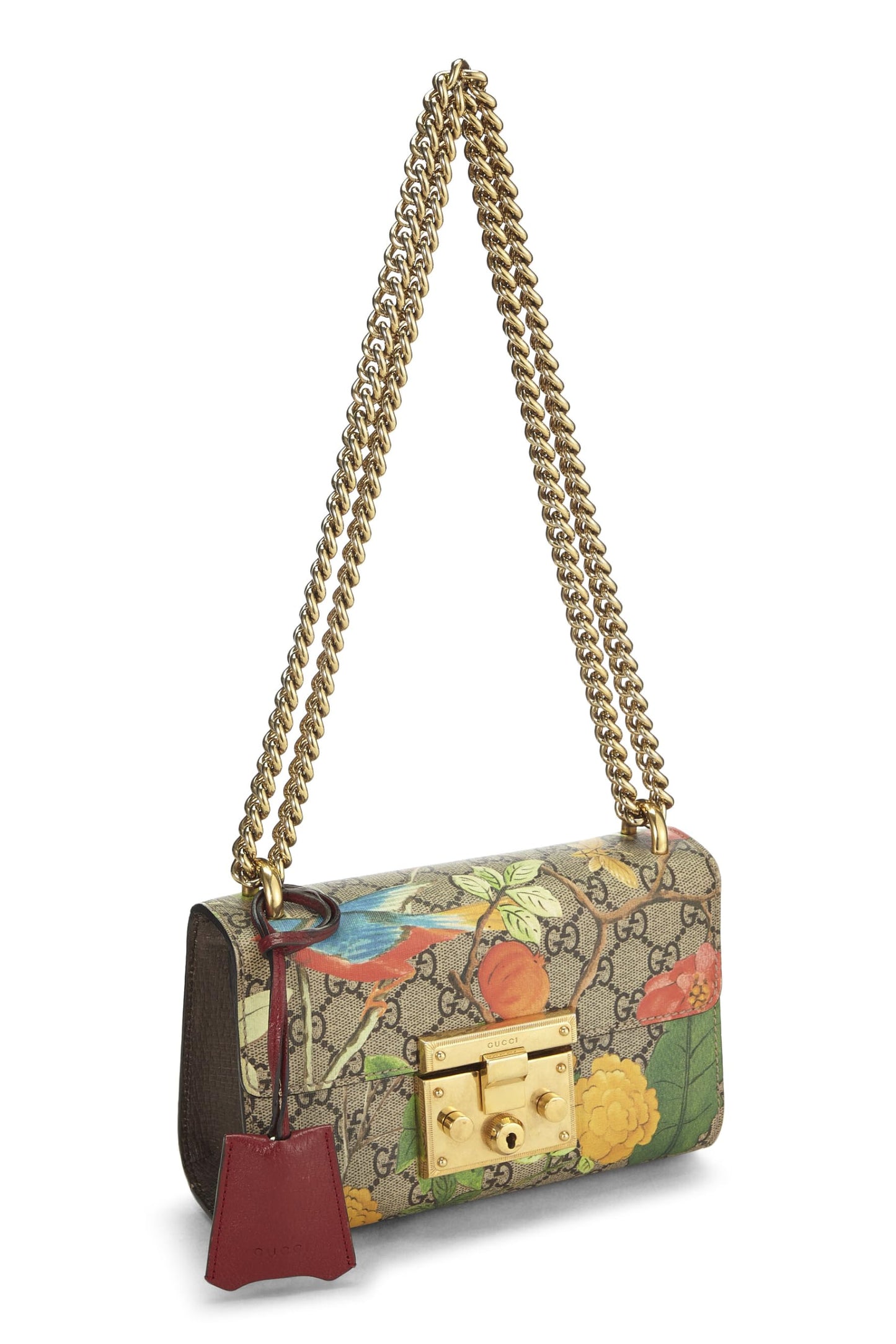 Gucci, sac à bandoulière en toile multicolore GG Supreme Tian Padlock Small, d'occasion, multicolore