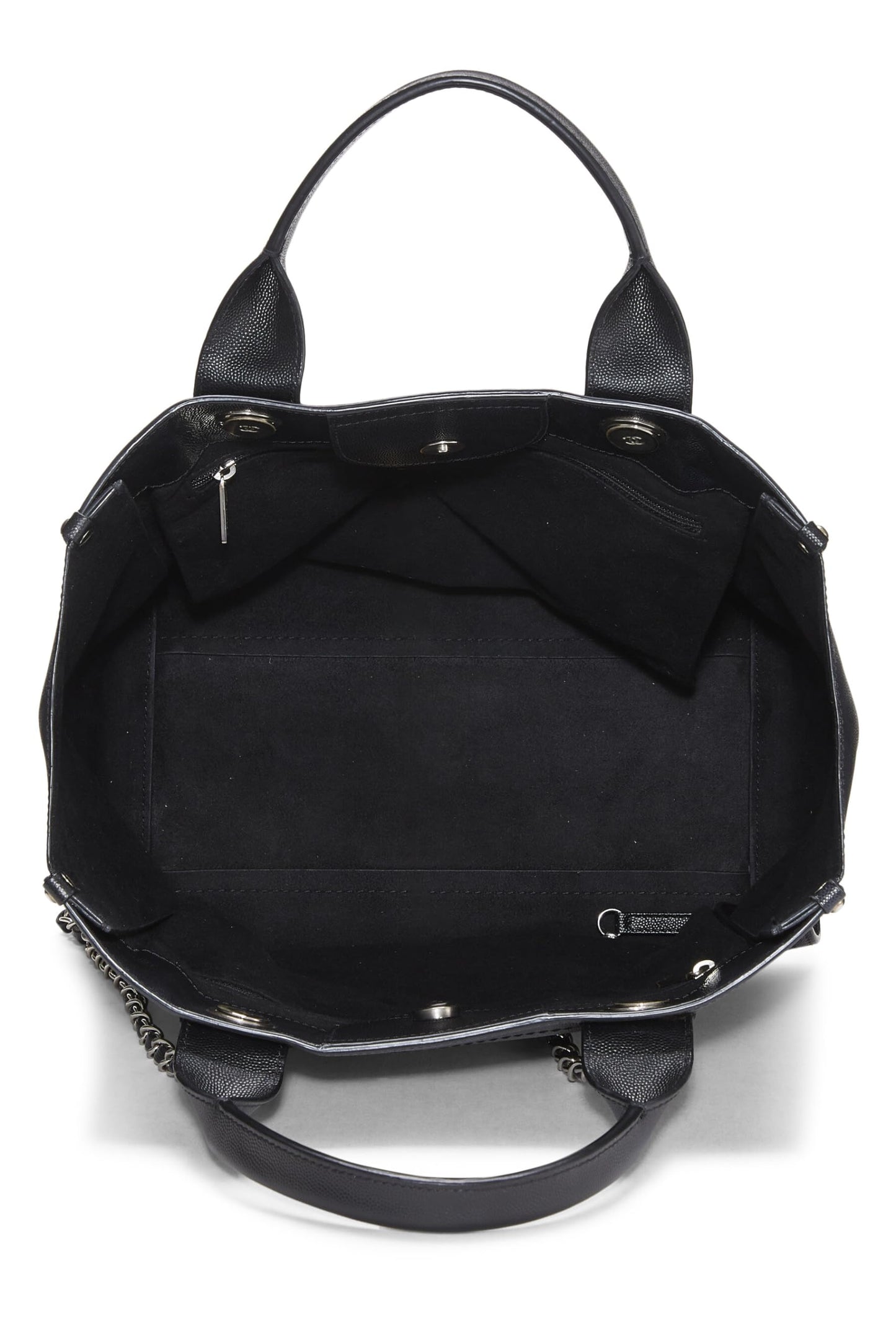 Chanel, sac cabas Deauville clouté Black Caviar Small, noir, d'occasion