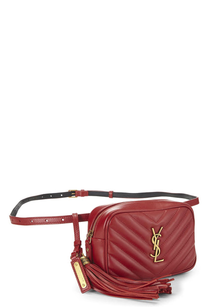 Yves Saint Laurent, Pre-Loved Red Calfskin Tassel Lou Belt Bag, Red