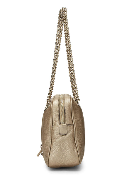 Gucci, Pre-Loved Metallic Gold Grained Leather Soho Chain Shoulder Bag, Gold