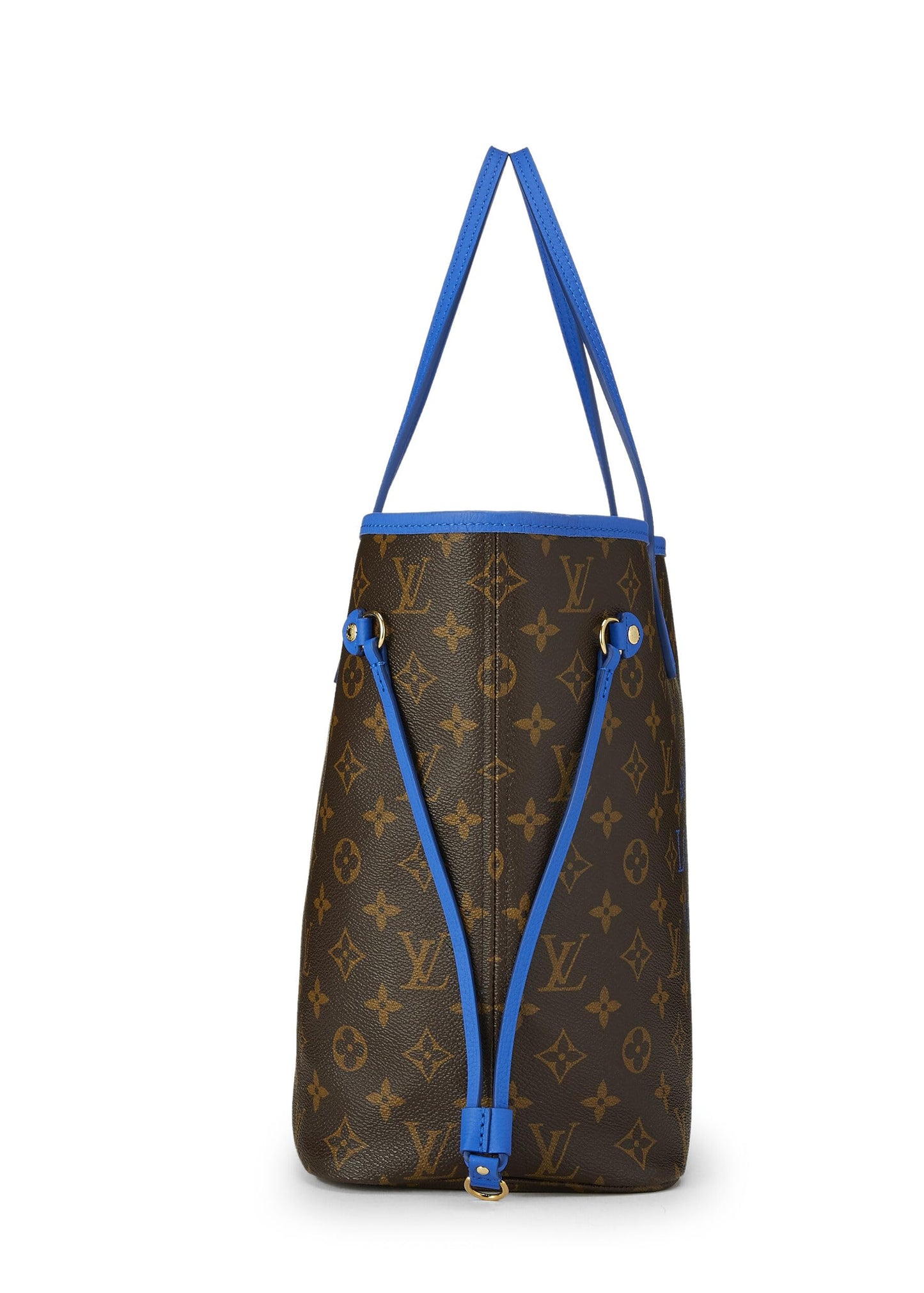 Louis Vuitton, Pre-Loved Lona con monograma azul Ikat Flower Neverfull MM, Azul