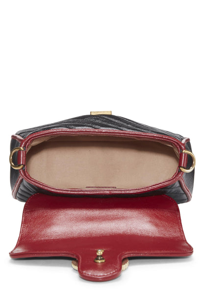 Gucci, Mini sac à main en cuir noir GG Marmont Torchon, d'occasion, multicolore