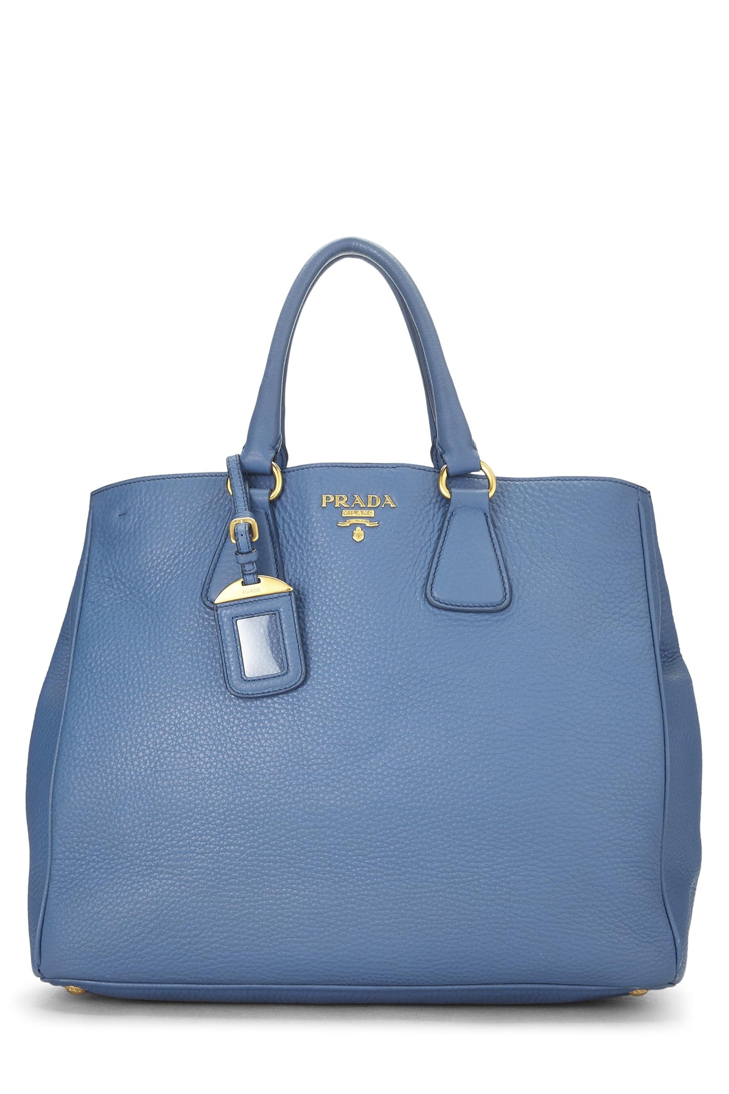 Prada, Bolso tote abierto convertible Vitello Daino azul Pre-Loved, Azul