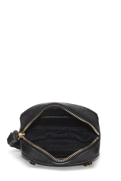 Saint Laurent, Bolso cámara Lou para bebé de piel de becerro acolchada granulada negra Pre-Loved, Negro