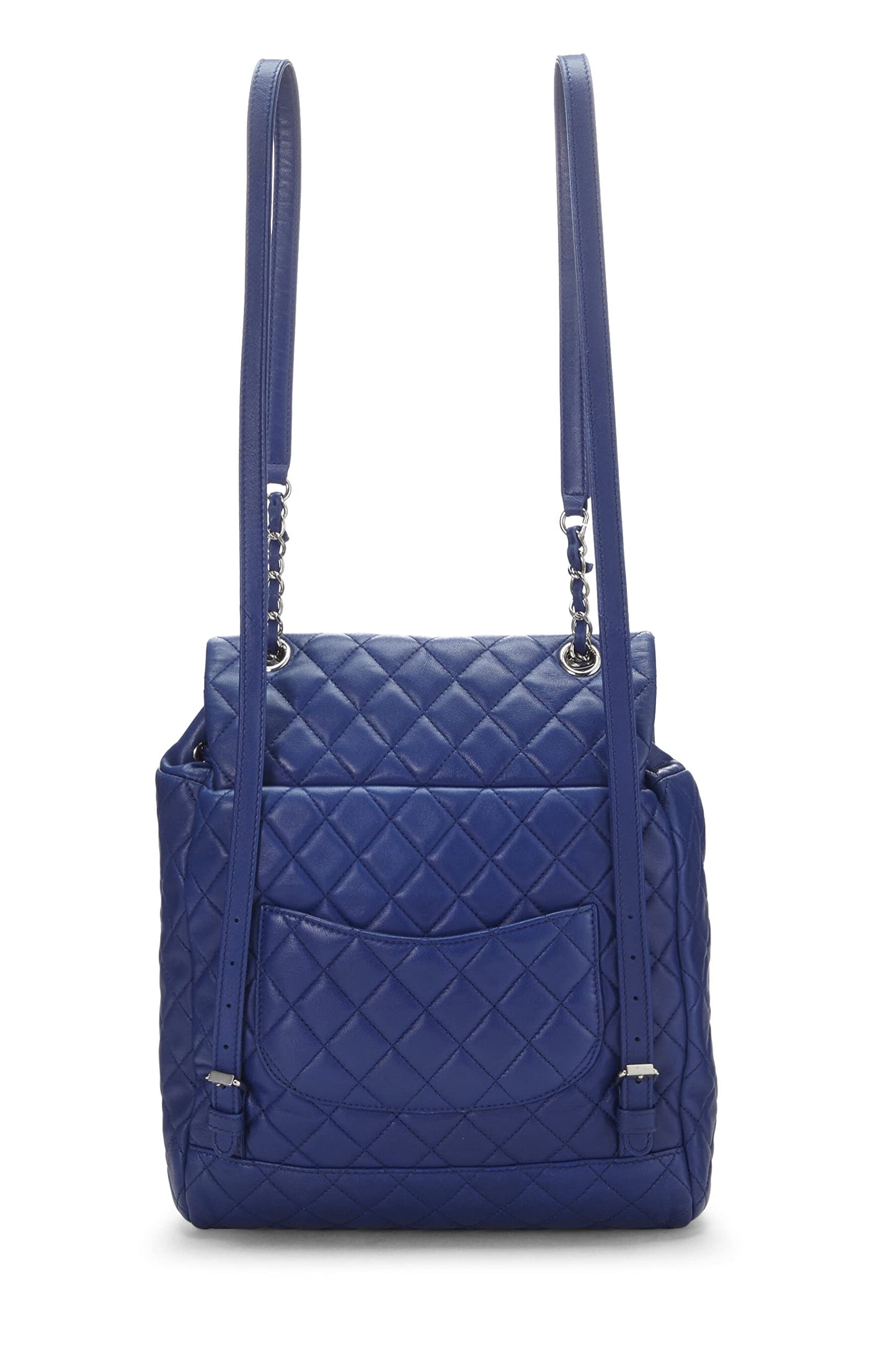 Chanel, Mochila pequeña Urban Spirit de piel de cordero acolchada azul Pre-Loved, Azul marino