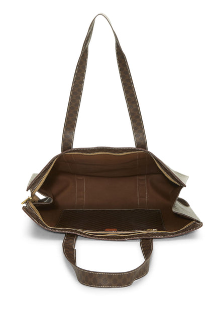 Céline, Pre-Loved Brown Coated Canvas Macadam Tote, Brown