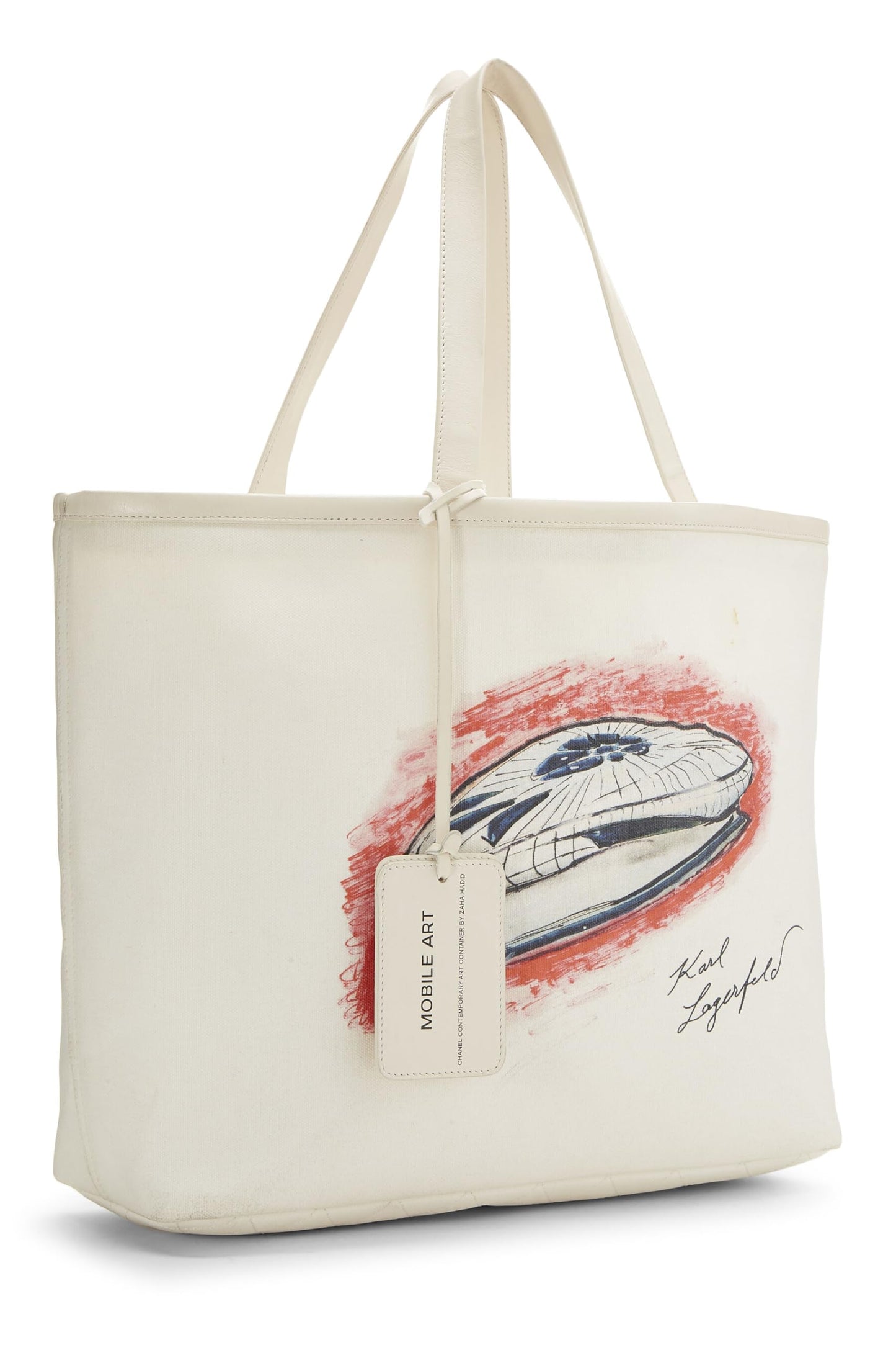 Chanel, Pre-Loved White Canvas Mobile Art Tote, White