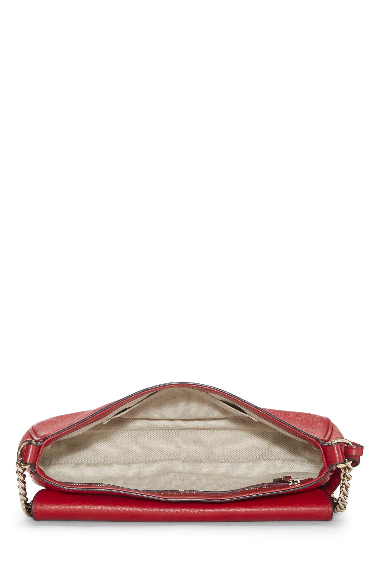 Gucci, Pre-Loved Red Grained Leather Soho Chain Flap Crossbody, Red