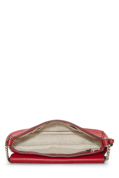 Gucci, Pre-Loved Red Grained Leather Soho Chain Flap Crossbody, Red