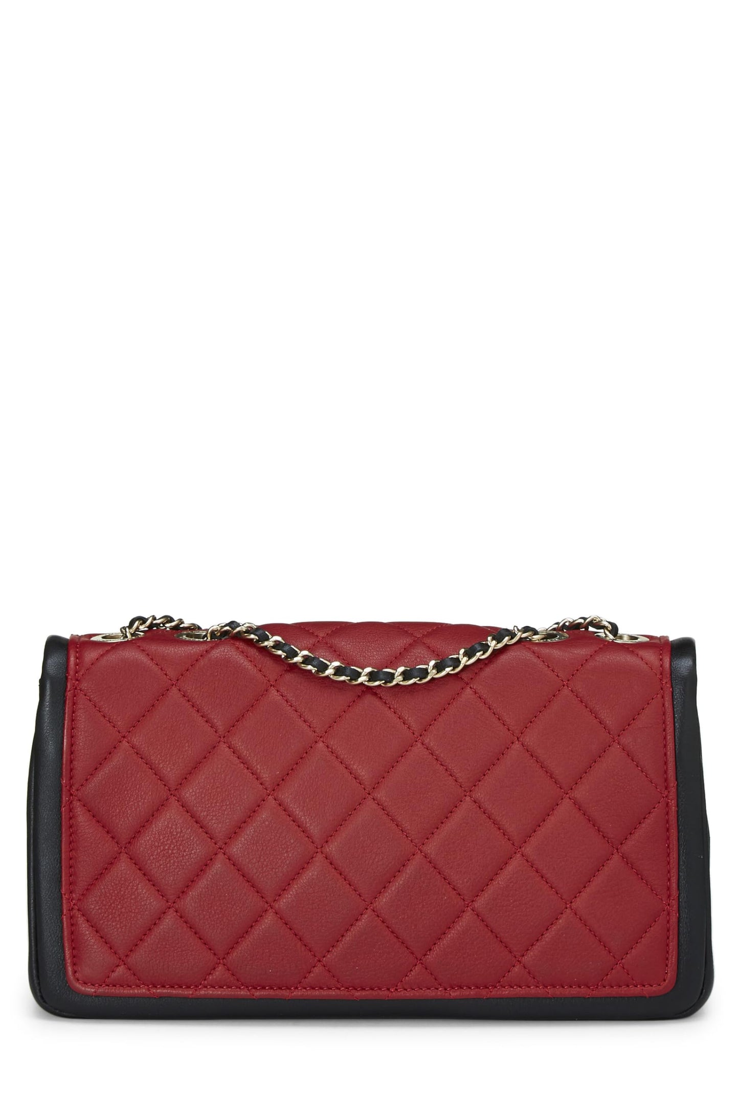 Chanel, sac à rabat graphique en cuir d'agneau matelassé rouge et noir de taille moyenne, multicolore