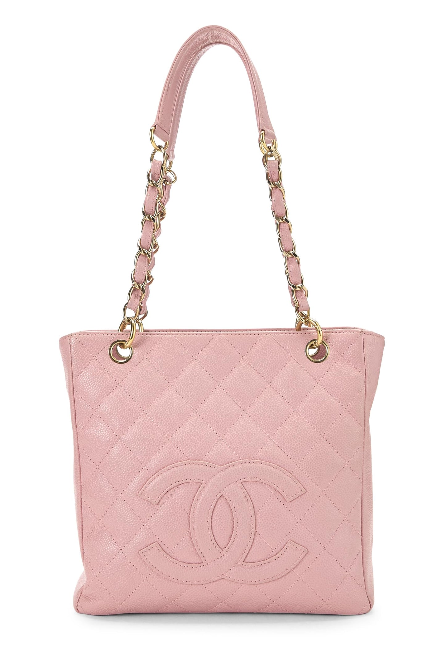 Chanel, Pre-Loved Pink Quilted Caviar Petite Shopping Tote (PST), Pink