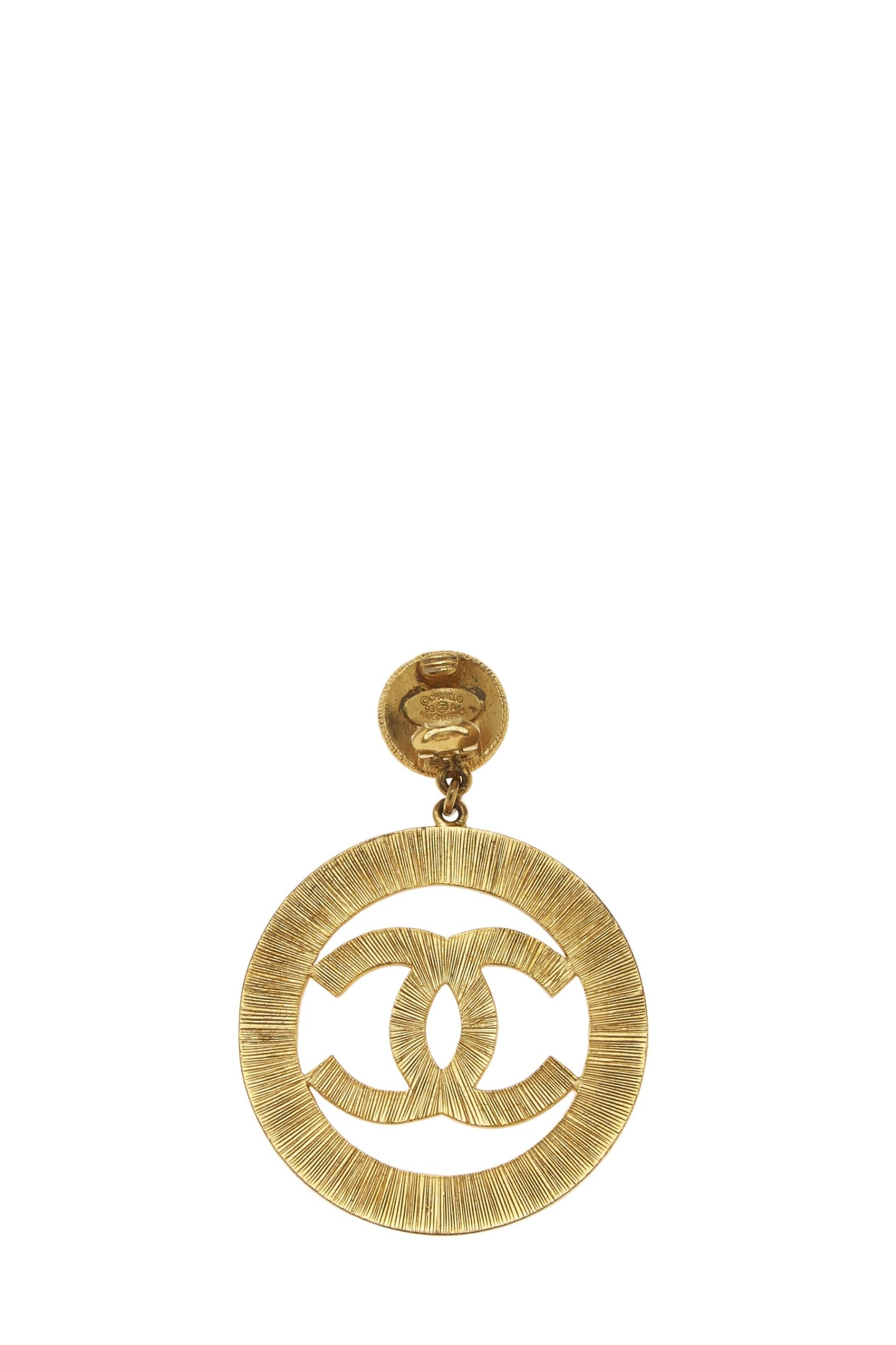 Chanel, Pendientes colgantes grandes con rayos de sol 'CC' de oro Pre-Loved, dorado