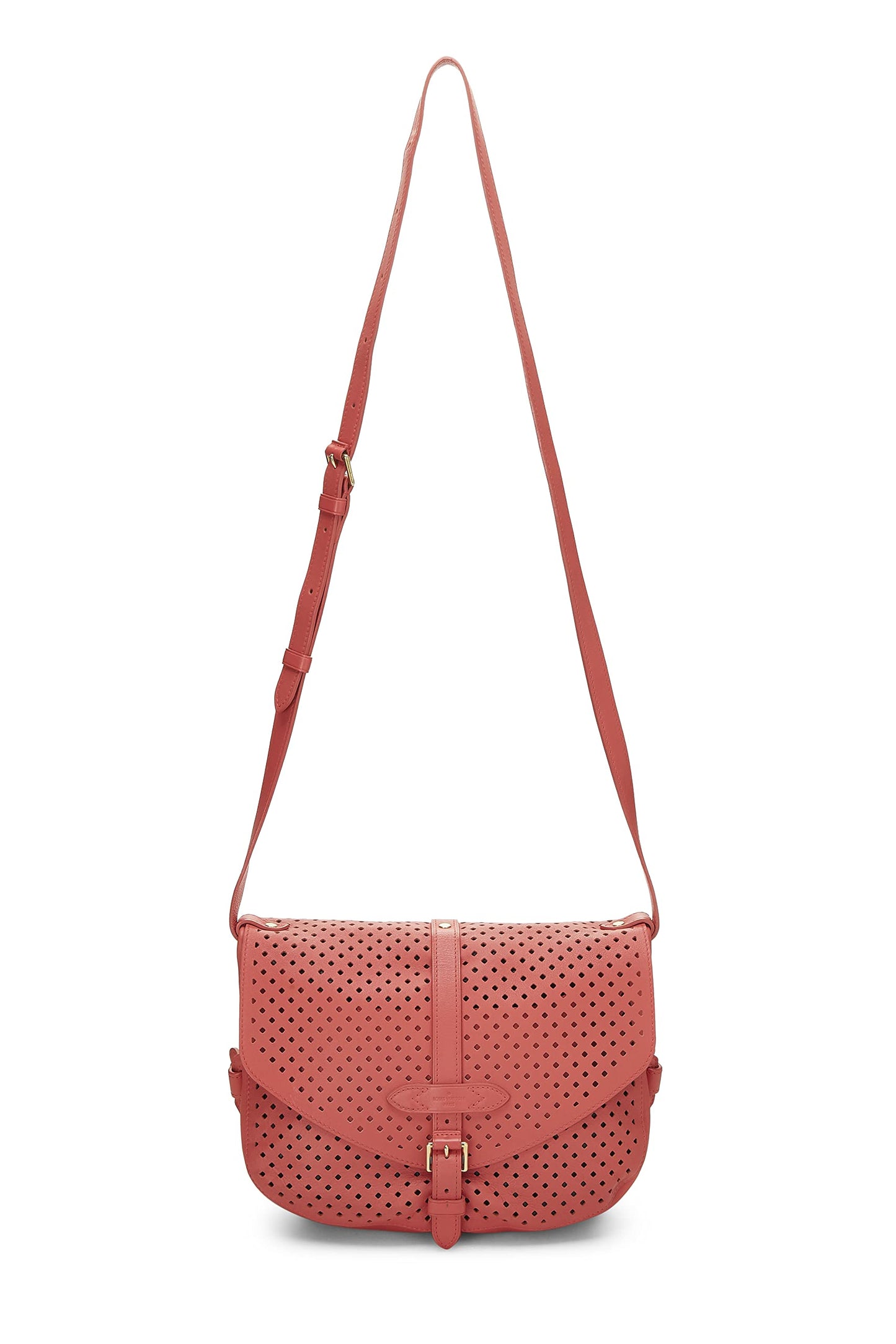 Louis Vuitton, Pre-Loved Pink Perforated Leather Saumur 30, Pink