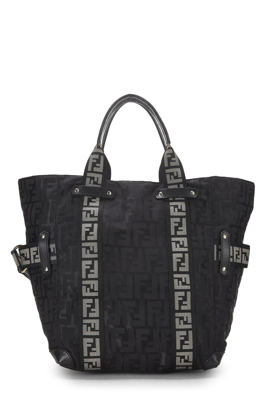 Fendi, sac fourre-tout en nylon noir Zucca d'occasion, noir