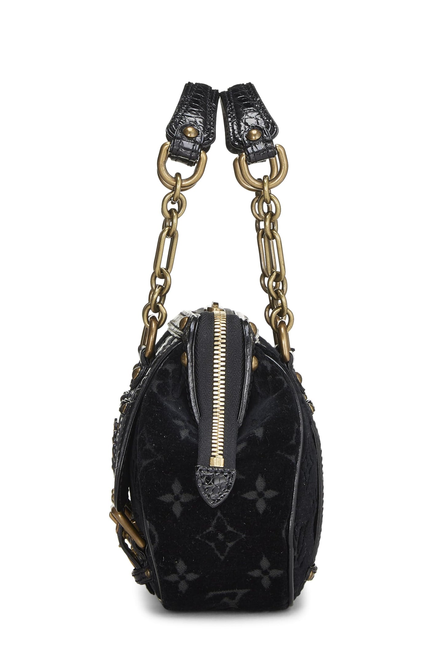 Louis Vuitton, Pre-Loved Gracie PM de terciopelo negro con monograma, Negro