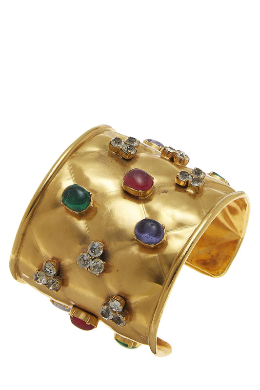 Chanel, Brazalete acolchado Gripoix dorado y multicolor Pre-Loved, Multi