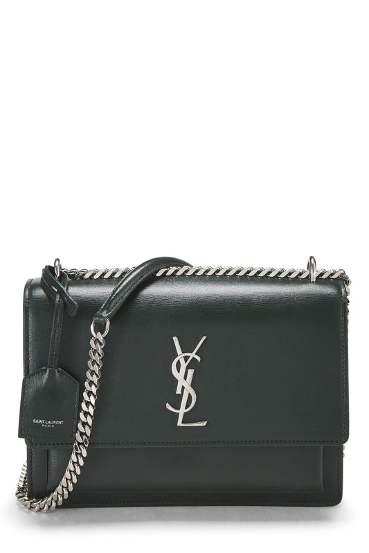 Yves Saint Laurent, Pre-Loved Green Calfskin Sunset Wallet on Chain, Green