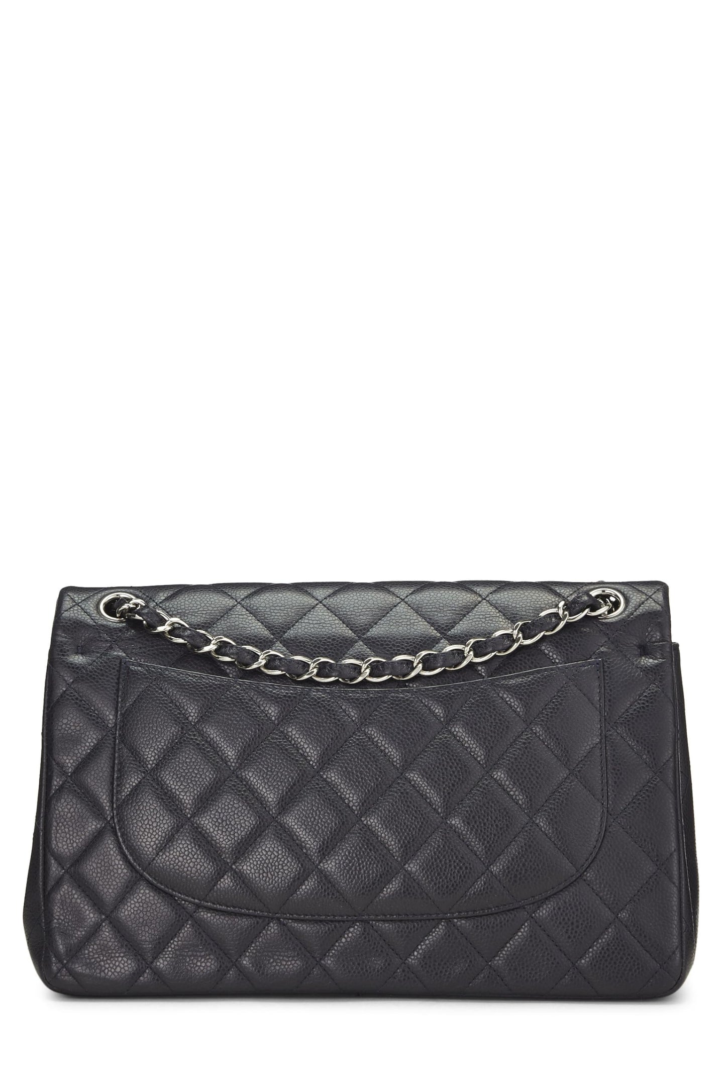 Chanel, Pre-Loved Navy Quilted Caviar New Classic Double Flap Jumbo, Navy