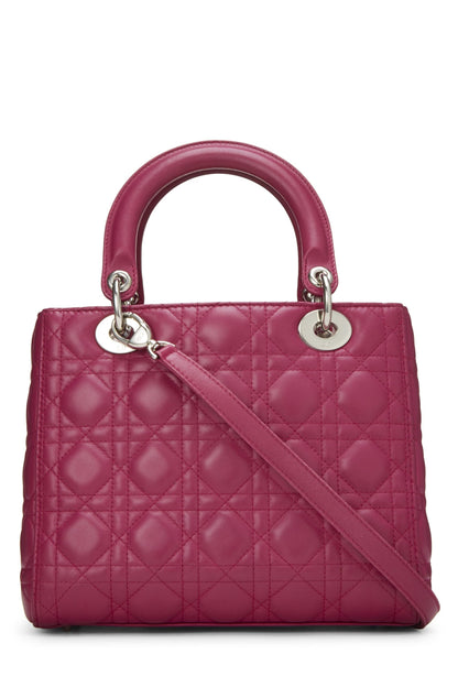 Dior, Lady Dior Medium en cuir d'agneau matelassé Cannage violet d'occasion, violet