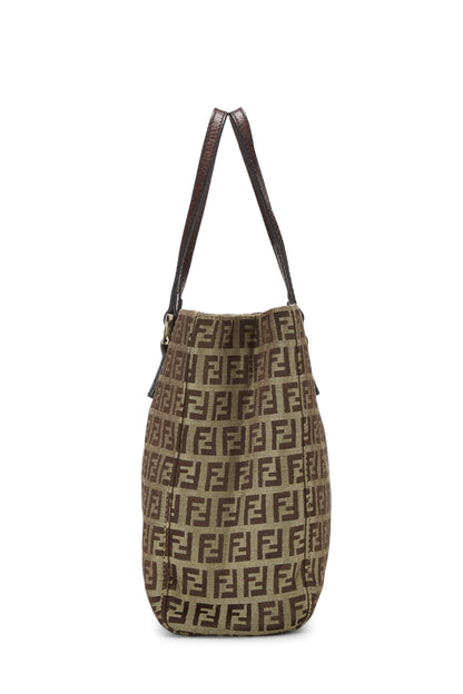 Fendi, sac fourre-tout en toile marron Zucchino, petit modèle, d'occasion, marron