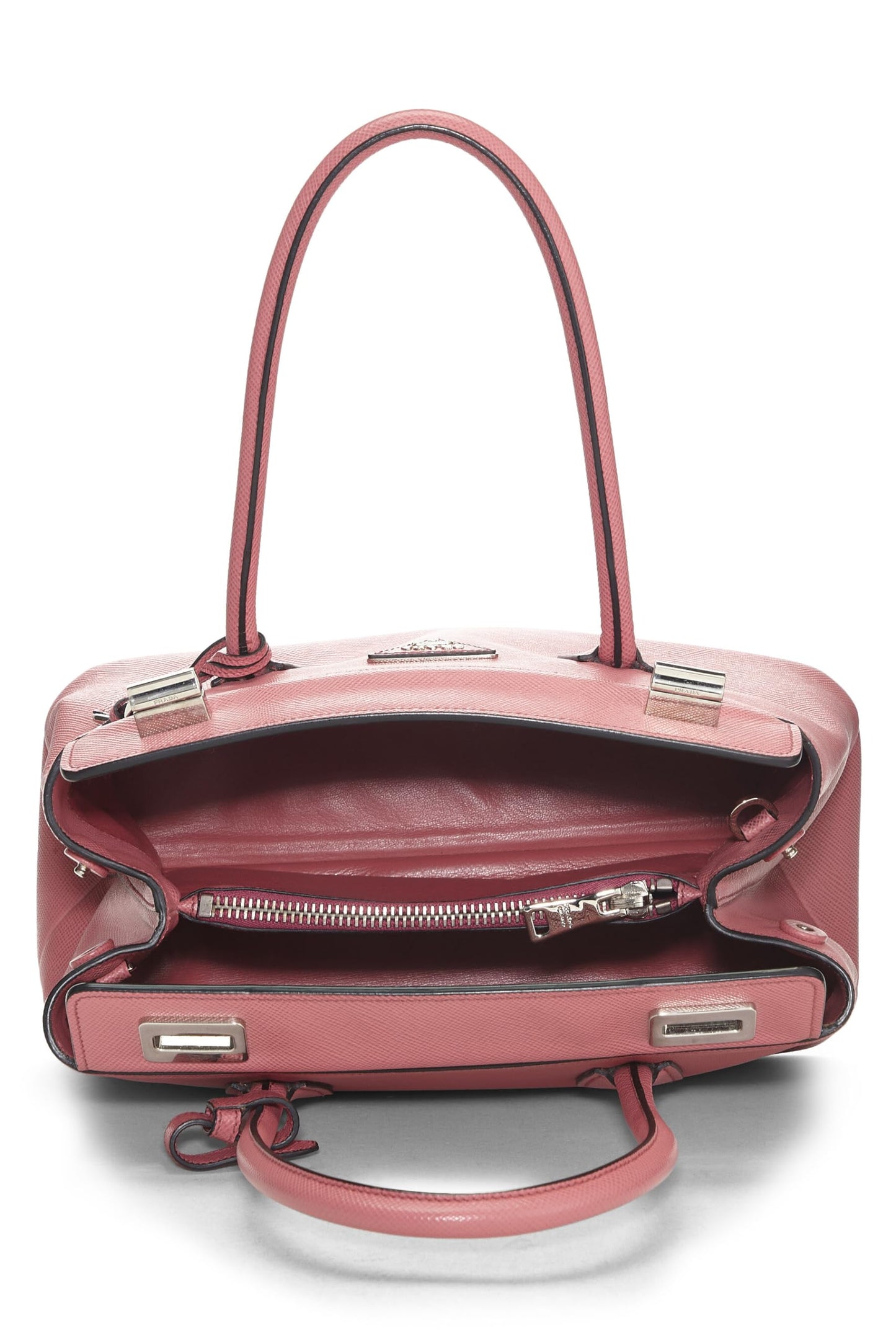 Prada, Bolso tote de cuero con cierre giratorio de piel saffiano rosa Pre-Loved, Rosa