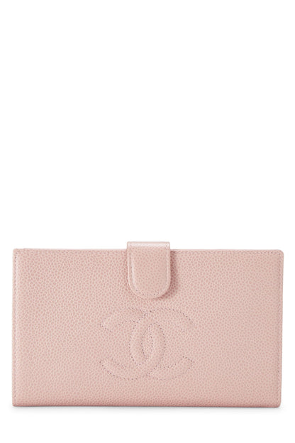 Chanel, portefeuille long Timeless 'CC' Pink Caviar d'occasion, rose