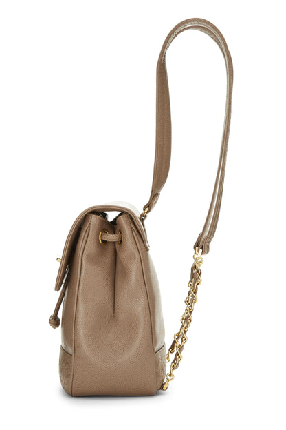 Chanel, Pre-Loved Beige Caviar 3 CC Backpack Small, Beige