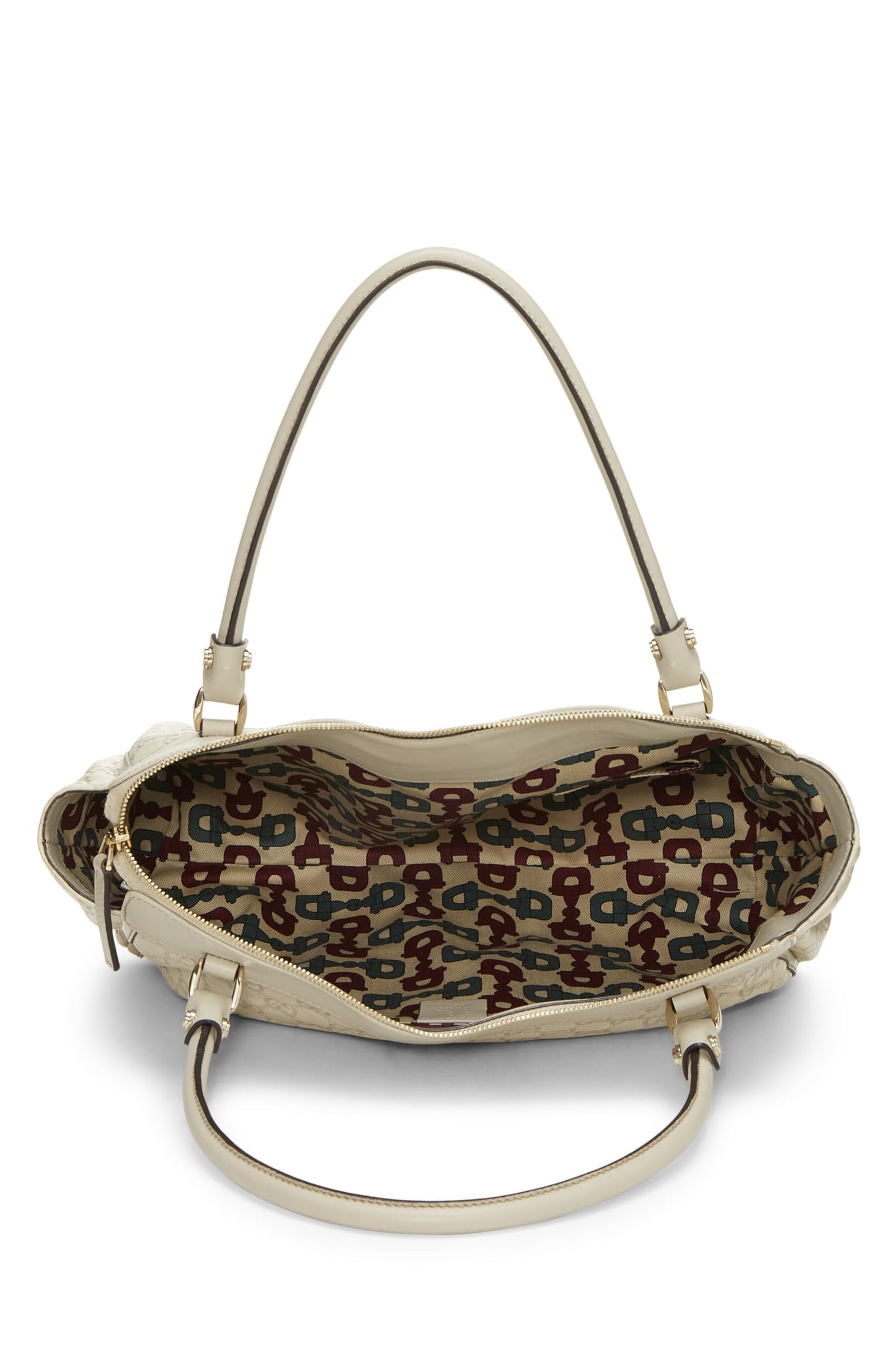 Gucci, sac fourre-tout zippé Abbey à anneau en D Guccissima blanc d'occasion, blanc