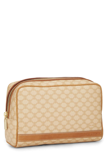 Céline, Pre-Loved Beige Coated Canvas Macadam Pouch, Beige