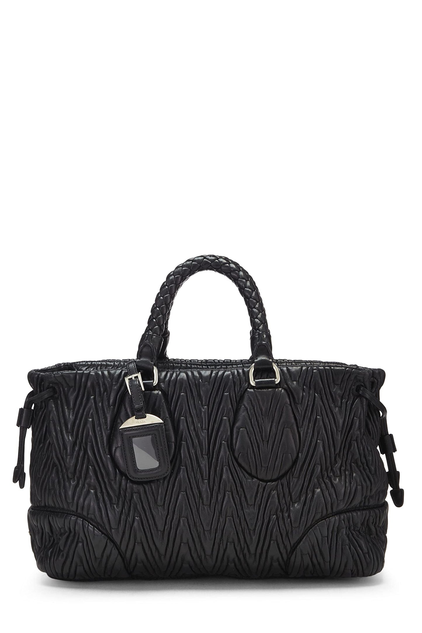 Prada, Pre-Loved Black Nappa Chevron Antik Handbag, Black