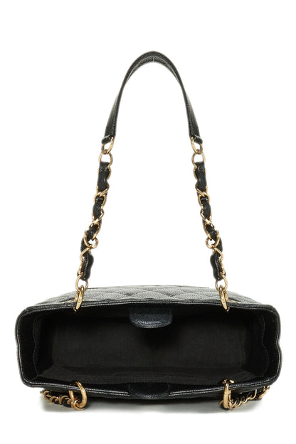 Chanel, Pre-Loved Black Quilted Caviar Petite Shopping Tote (PST), Black